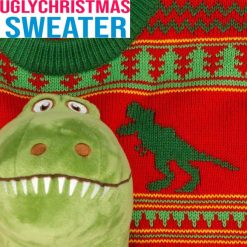 3D T-Rex Plushie Tacky Ugly Christmas Sweater