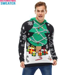 A Tinseltown Take on A Women’s Knitted Ugly Christmas Sweater Hoodie