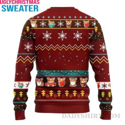 Adorably Festive Red and Brown Corgi Ugly Christmas Sweater