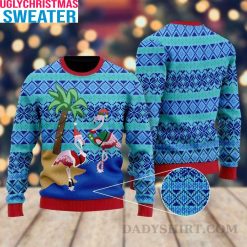 Beachside Bliss – Flamingo Christmas Graphic Ugly Christmas Sweater