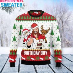Birthday Boy Jesus And Santa Claus Ugly Christmas Sweater – Perfect Christmas Gift