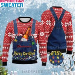 Budweiser Lamp And Snowflake Ugly Christmas Sweater – Perfect Gift Idea