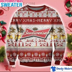 Budweiser Logo Reindeer Ugly Christmas Sweater – Perfect Gift Idea