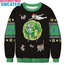 Cat Pattern And Polka Dots Rick And Morty Ugly Christmas Sweater – Unique Gifts