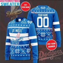Custom Name And Number MLB Los Angeles Dodgers – Dodgers Ugly Christmas Sweater