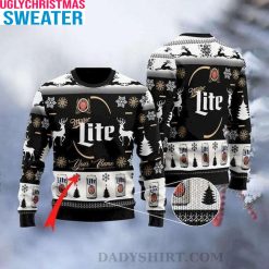 Custom Name Pine Tree And Reindeer Pattern Miller Lite Ugly Christmas Sweater – Gift Ideas