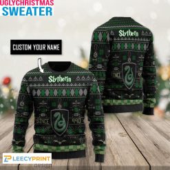 Custom Name Slytherin Vintage Harry Potter Xmas Sweater