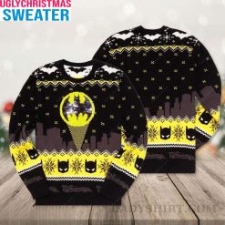 DC Comics Batman Sequin Ugly Christmas Sweater Wwith The Bat Signal