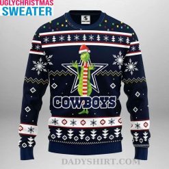 Dallas Cowboys Grinch With Candy Cane – Funny Christmas Grinch Sweater