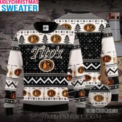Get Festive With Tito’s Ugly Sweater Featuring Snowflakes And Pine Tree – Top Gift Pick