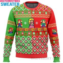 Mario Bros Ugly Christmas Sweater With Snowflake Pattern – Ideal Gifts